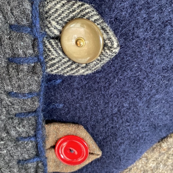 Upcycled Wool BAABAAZUZU Cropped Boxy Jacket Mandarin Collar Size Small/Extra SM - Picture 3 of 12